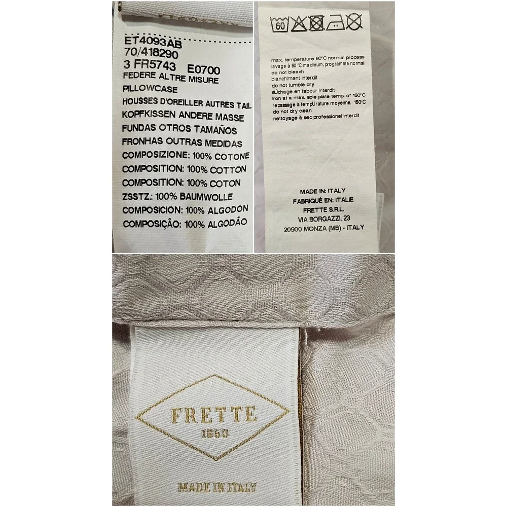 Frette Euro Sham Pillowcase Set of 3 Cotton Gray‎ Made in Italy Luxury 24x24